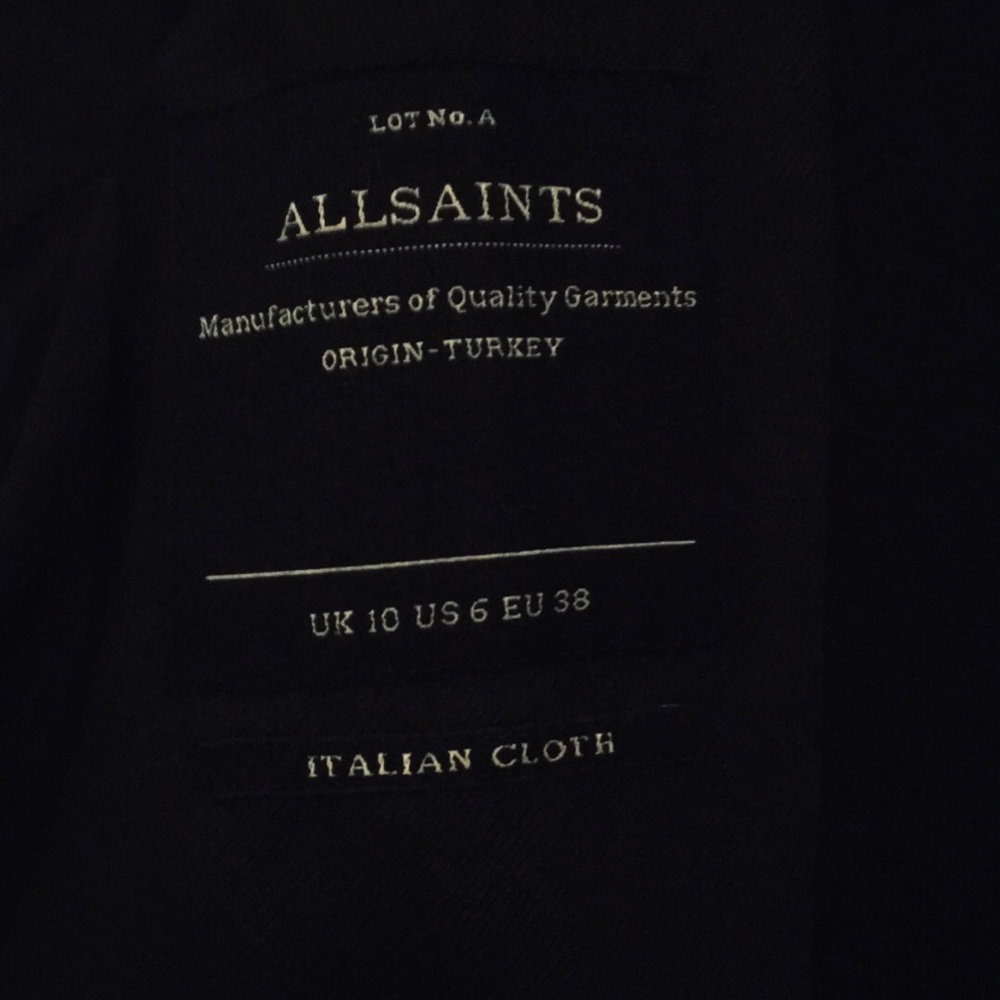 NWT ALLSAINTS Tula Coat Navy w/ leather - Picture 6 of 7